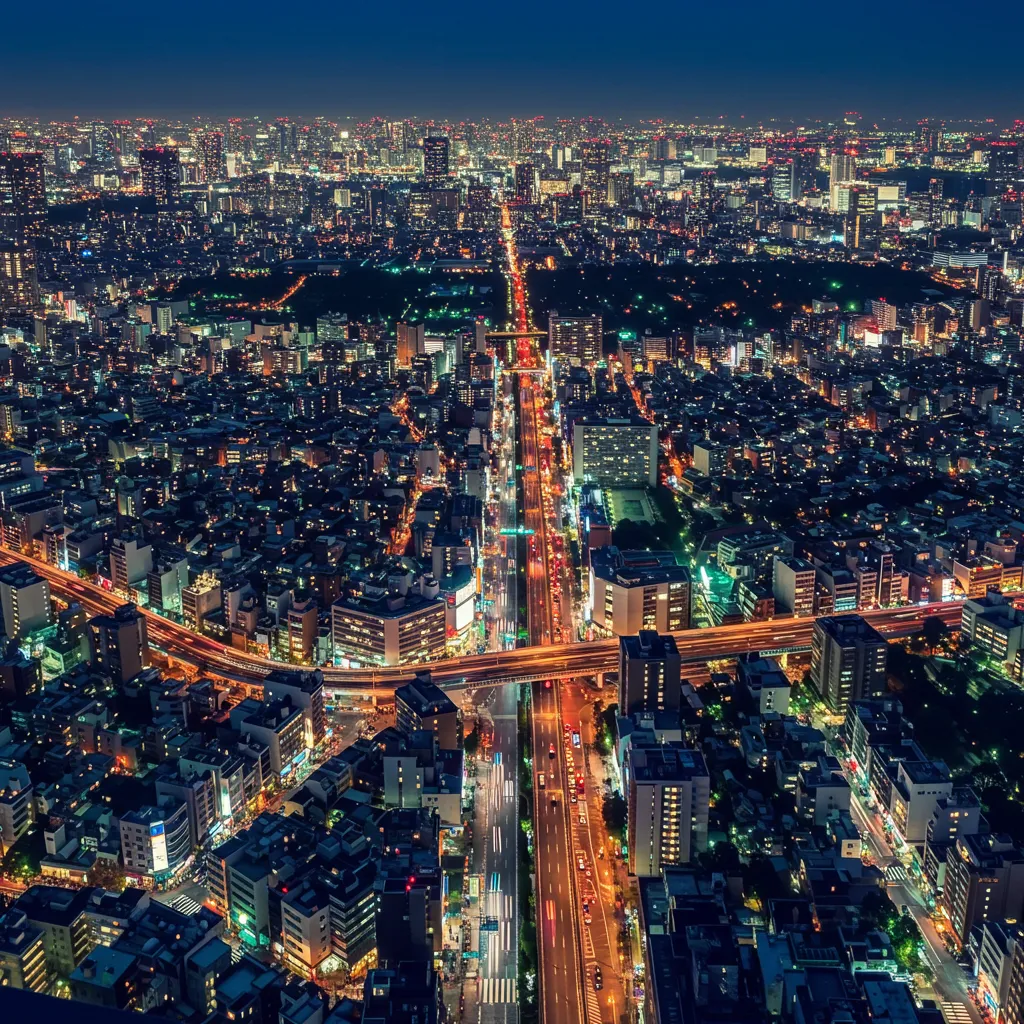 Vue panoramique nocturne de Tokyo depuis Shibuya Sky